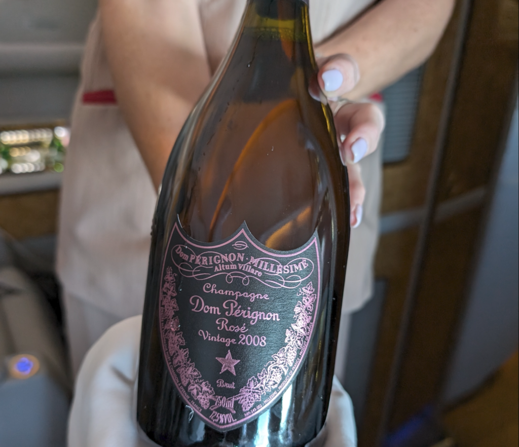 Dom Perignon 2008 Rose offered on Emirates First Class